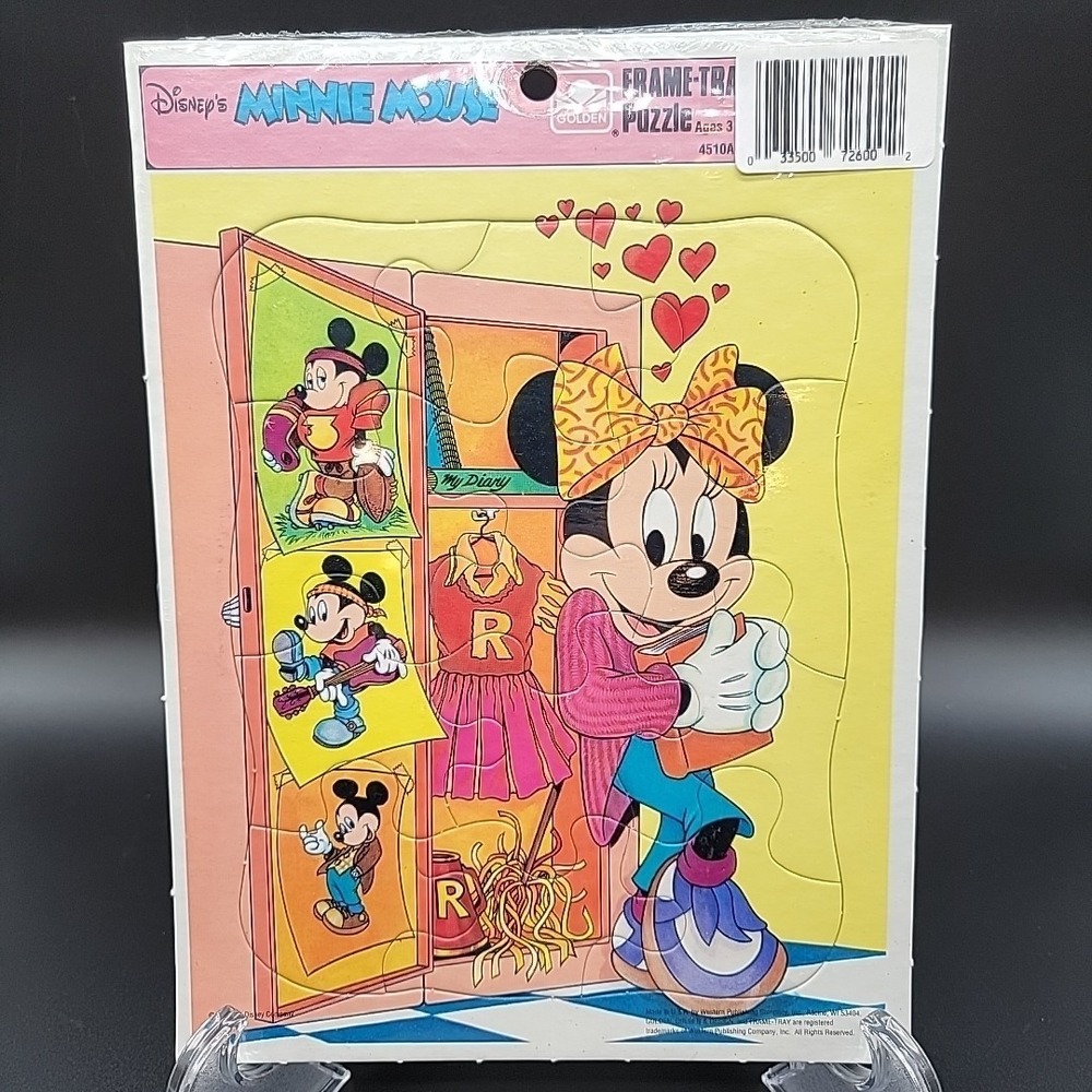 SEALED Disney Classic Children's Golden Frame Tray Puzzle Minnie Mouse Vintage